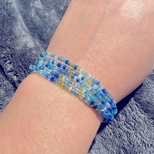 5 strand hand beaded multi-style flexi wire bracelet